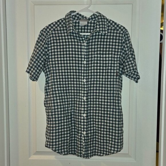 Columbia Shirt Mens Small Green Check Short Sleeve Button Up Outdoors Hiking - Picture 2 of 6